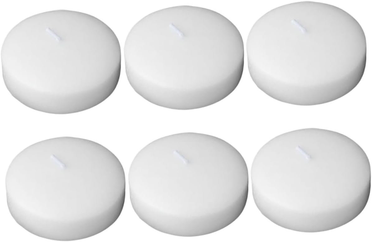 PRETYZOOM Floating Tealight Candles Dripless Unscented Round Floating Votive Candles 6pcs 4.5×2.5cm Small Size Romantic Party Wedding Decoration