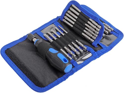Daaxing Juego de 24 puntas de destornillador, juego de puntas de destornillador de 100 mm de largo, adaptador magnético de liberación rápida, juego de puntas magnéticas extendidas, con soporte de