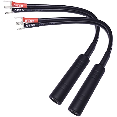 CNCESS Spade Fork to 1/4 TS Speaker Adapter, 12AWG, 2-Pack (Small Spade)