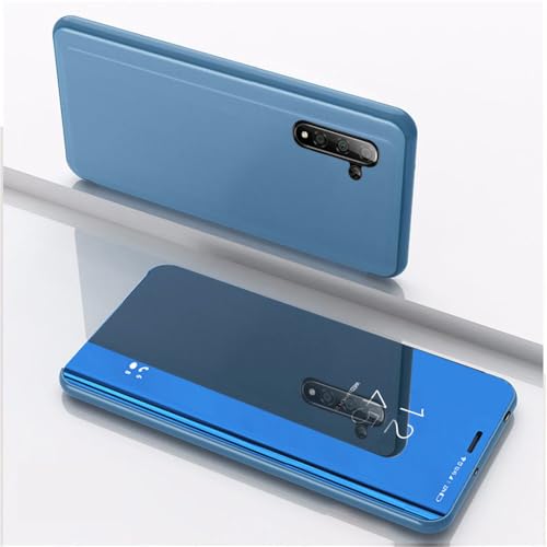 Étui Miroir Samsung Galaxy Note 10 Plus Coque Rabat en Cuir Bleu Ciel Clear View