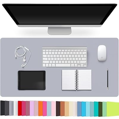 Leather Desk Pad Protector,Non-Slip Desk Pad,on-Slip PU Leather Large Mouse Pad,Easy Clean Desk Protecor Mat,Writing Pad for Office Work/Home/Decor(LightGrey, 31.5 x 15.7)