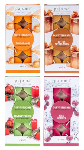 32 Kerzen Weihnachtsduft 4x8 Stück Duft-Teelichter Duftkerzen Advent...
