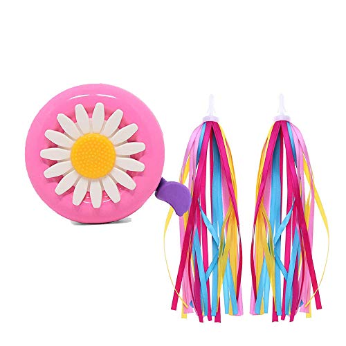 LERTREE Kids Bike Bell Girl Scooter Bell with Colorful Bike Streamer for Children's Bike Accessories, 1 Pack Kids Bike Bell & 2 Pack Kids Bike Streamers