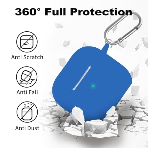 Woyinger for Airpods 4th Case Cover, Come with Cleaner Kit,Soft Skin Silicone Case Cover with Keychain, Front LED Visibl, Full Protective Case,Compatible with AirPods 4th(Blue)