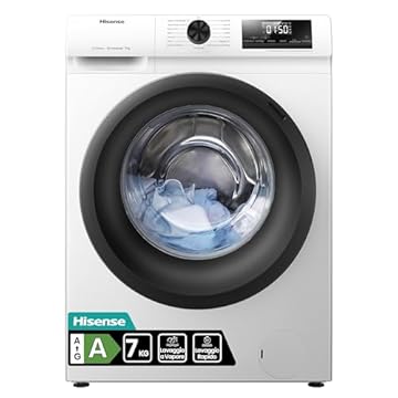 Hisense WFQE7012EVM Lavatrice Slim Carica Frontale, 7kg, Classe A, 1200 giri, Vapore, Motore Inverter