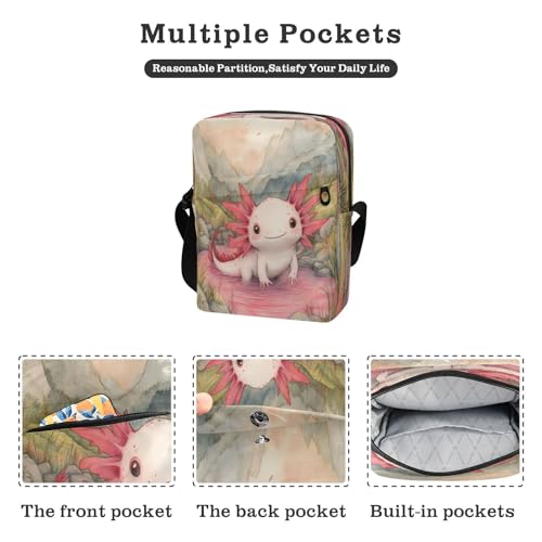 Crossbody Bag Cute Axolotl Messenger Bag for Women Men Purse Shoulder Bag Satchel Bag with Adjustable Strap 214B88832