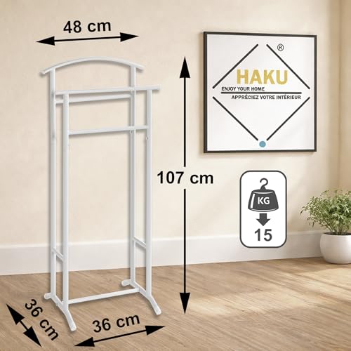 HAKU Herrendiener Metall weiß Stahlrohr stiller Diener Stahl - Maße: B 48 x H 107 x T 36 cm, Style: Modern