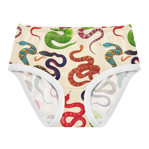 Joisal Vintage Snakes Beige Girl Panties Cute Toddlers Underwear Floral Cotton Fun Undies Kids Briefs 2t