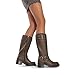 DREAM PAIRS Women's Knee High Boots Side Zipper Motorcycle Boots Square Toe Chunky Low Heel Fashion Buckles Biker Riding Boots,Size 11,Brown-Nubuck,SDKB2412W