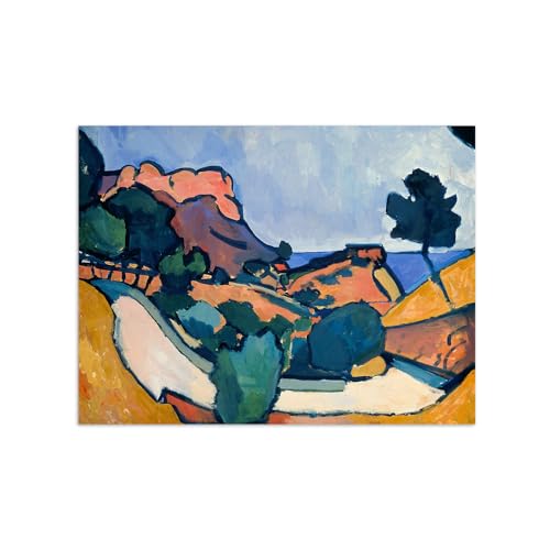 Peinture célèbre André Derain chemin entre montagnes décoration murale salon toile 80x105cm