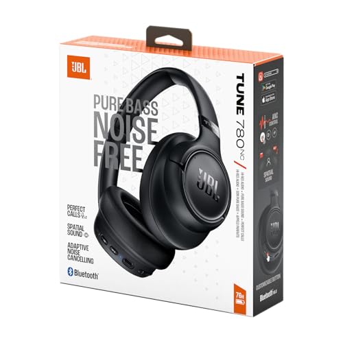 Image of JBL Tune 780NC Wireless Over Ear Headphones with Adaptive Noise Cancellation, Upto 76 Hrs Battery, Smart Ambient, Spatial Sound, Customized EQ, Google Fast Pair, Dual Pairing, BT 6.0 -Black | 76 hours of battery life, Adaptive Noise Reduction, Bluetooth 6.0, Fast Pair Google and Swift Pair Microsoft, Pure Bass Sound
