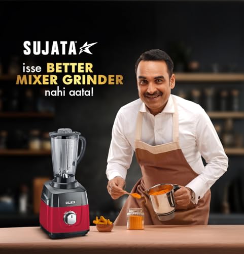 Sujata MG01 1000W Mixer Grinder, Red Red & Black - Image 7