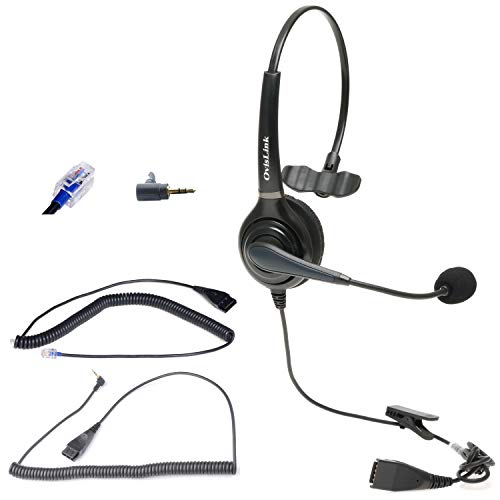Ovislink OVHS072-PSP Noise Canceling Call Center Headset Compatible With Polycom Allworx Ip Phones | Comes With 2 Quick Disconnect Cord | Flexible Microphone Boom | Hd Voice Quality cover
