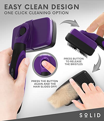 Pet Slicker Brush - Dog & Cat Brush For Shedding & Grooming - Dematting & Detangling Self-Cleaning Brushes For Dogs, Cats & Pets #TOP1