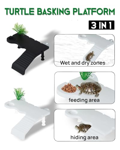 Image of Reptile Tank Accessories - Reinforced Basking Platform for Tree Frog and Aquatic Turtles with 2 Strong Suction Cups and Dual Support Base, Suitable for Mini Frogs and Small Sized Turtles