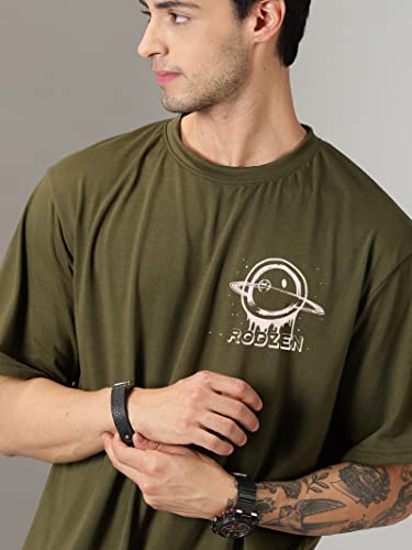 Image of RodZen Oversized Drop Shoulder Half Sleeves Round Neck Solid Cotton Blend Combo T-Shirt for Men