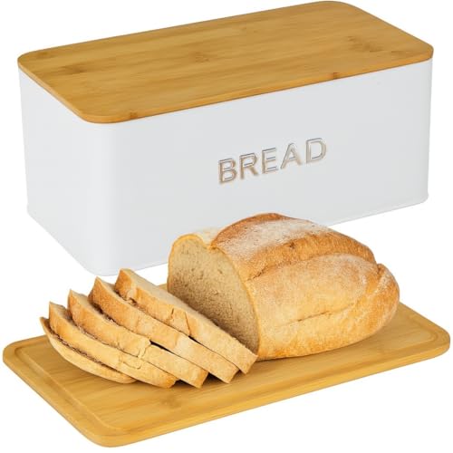 Culinary Couture White Bread Box for Kitchen...