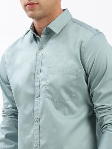 Image of SHOWOFFFF Men Solid Casual Shirt | Spread Collar Full Sleeves Cotton Shirt for Mens | Slim Fit Regular Length Shirt for Men's