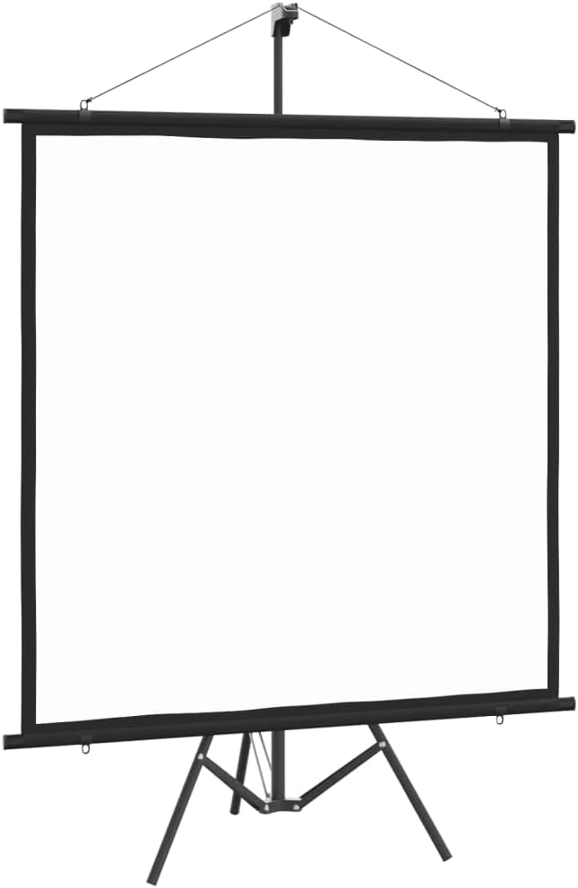 vidaXL 47" Projection Screen with Adjustable Tripod – Matte White Fabric and Iron Material, 1:1 Aspect Ratio, 160 Degree Viewing Angle, Manual Screen