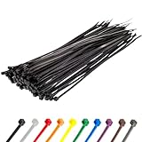 Gocableties Black Cable Ties, 300mm x 3.6mm, Pack of 100, 12" Premium Nylon Zip Ties, Multi-Purpose Plastic Tie Wraps, Secure Self-Locking Mechanism, for Home, Garden, Office and DIY