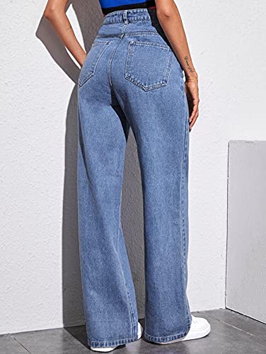 Buy Off Duty Womens Wide Leg High Rise Jeans 26 Blue at Amazon.in