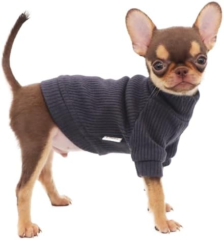 LOPHIPETS Small Dog Turtleneck Sweaters for Teacup Chihuahua Yorkie Puppy Cat Clothes-Dark Gray/XXS
