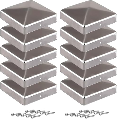 Pfostenkappen 100x100mm-10 Stück Pfostenabdeckung aus Metall, Pyramidenform Zaunpfosten Kappen für Holzpfosten- Pfostenabdeckung für Holzpfosten mit Schrauben