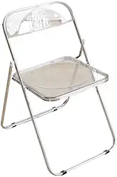 Cadeira de acrílico dobrável moderna com moldura de metal – solução ergonômica multiuso para assento (superfície transparente com moldura prateada - versão tirante)
