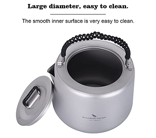 Ibasingo 1.4 L Titanium Kettle With Filter Outdoor Camping Coffee Tea Pot Water Kettle Anti-Scalding Handle Lid Ultralight Canteen Apply To Induction Cooker For Picnic Backpacking Home Use A-Ti3096D #TOP5