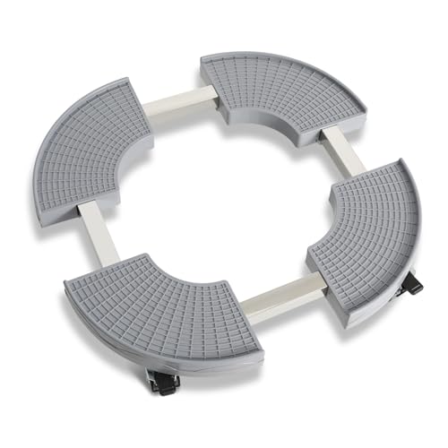 Hebitod Rullo per piante regolabile con ruote doppie e freno, 360°, portata fino a 200 kg, adatto per vasi per piante in interni ed esterni, colore grigio