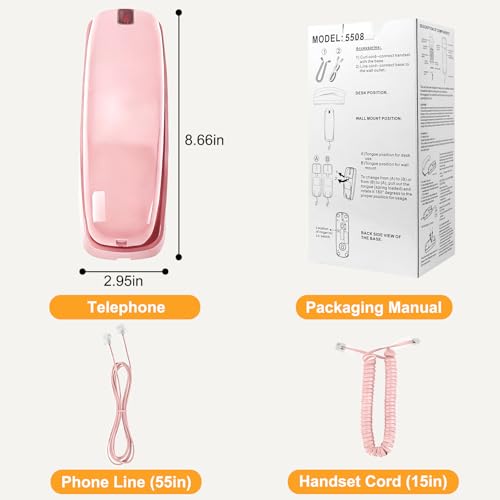 Uvital Corded Phones for Landline, Wall-Mount Telephones for Landline, Pink by Uvital - Used condition - Image 7