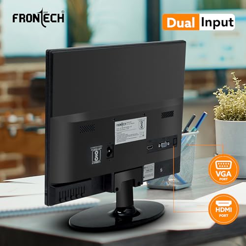 Image of FRONTECH 15 Inch HD LED Monitor | Refresh Rate 60 Hz, 1024 x 768 Pixels | Wall Mountable Slim Stylish Design with 16.7M Colors | HDMI & VGA Ports, Built-in Power Supply (MON-0067,Black)
