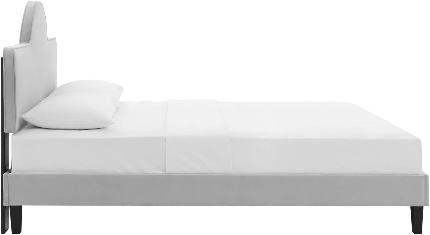 Modway Performance Velvet Full Bed in Light Gray Platform
