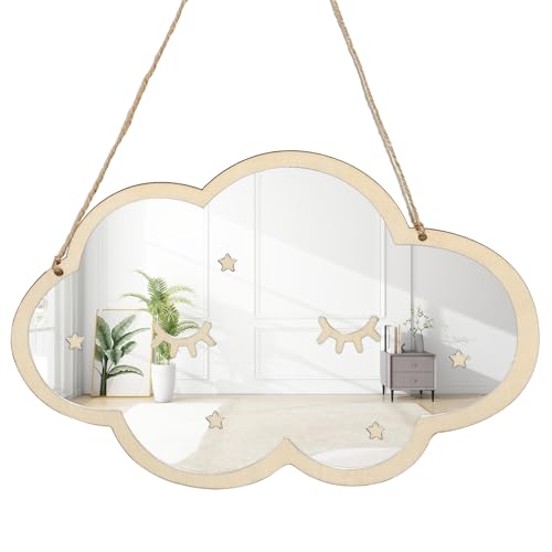 Dvehdbay Acrylic Nursery Mirror - Wooden Kids Mirror, Cute Mirror,