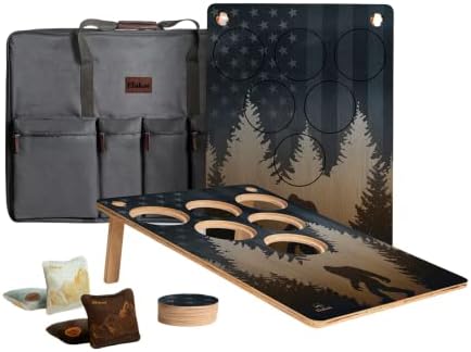 Elakai Weekender Ultra Lightweight Travel Cornhole Boards with Case and Bags 6 Hole Pong American Sasquatch