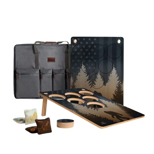 Elakai Weekender Ultra Lightweight Travel Cornhole Boards With Case And Bags 6 Hole Pong American Sasquatch #TOP3