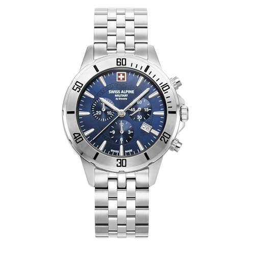 Montre Swiss Alpine Military chronographe étanche en acier pour homme