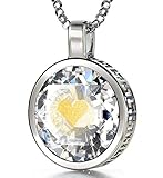 925 Sterling Silver I Love You Necklace 120 Languages 24k Inscribed White Cubic Zirconia Pendant, 18