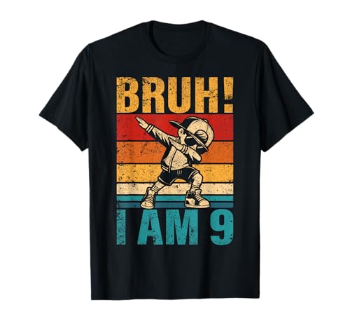 9 Year Old Birthday Dabbing Boy Bruh It's My 9th Birthday T-Shirt