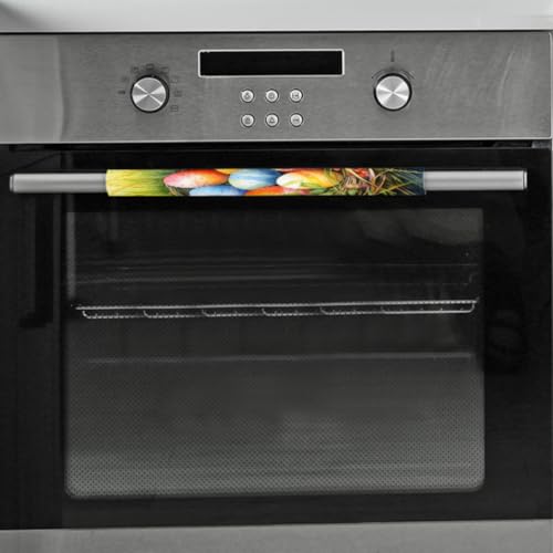 Image of Pardick Refrigerator Door Handle Covers Set of 2 Easter Colorful Egg Grass Washable Fridge Dishwasher Mocrowave Oven Door Decor Protector Handle Cover Keep Your Kitchen Appliance Clean