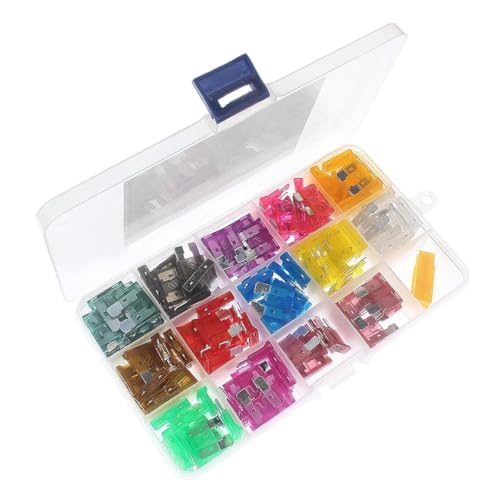 Kit de fusibles para automóvil (130 piezas): 1 A, 2 A, 3 A, 4 A, 5 A, 7.5 A, 10 A, 15 A, 20 A, 25 A, 30 A, 35 A, 40 A, tipo cuchilla, con caja miniatura 1