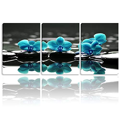 BPAGO Modern Flowers Painting Blue Orchid Wall Decor Landscape Paintings on Canvas Wall Art for Living RoomHome Office Bathroom Decoration (36 x16 inch