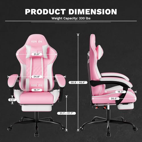 Image of Ergonomic Video Gamer Chairs Gaming Computer Chairs Gamer Chairs for Adults Massage Lumbar Support Swivel Height Adjustable Headrest Backrest