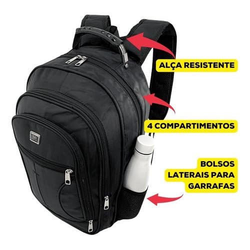 Mochila Reforçada Notebook Impermeável Executiva Escola Trabalho Viagens Masculino Feminino-Vende Ma
