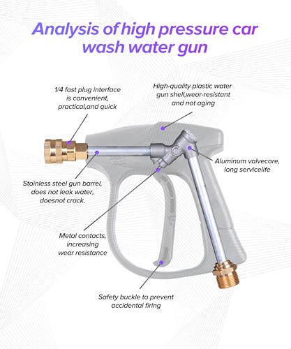 PAIYUE Short Pressure Washer Gun,Car Accessories Pressure Washer Guns,Automotive Tool Car Wash Sprayer Gun with Outlet Quick Connect,Auto Cleaning Sprayer Tool,Used on Driveways (Cleaning Gun/Nozzle)