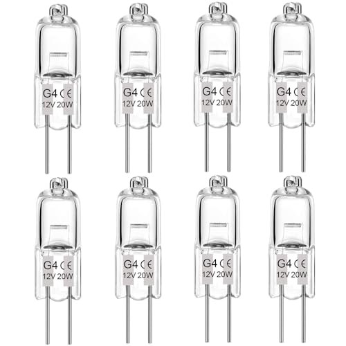 BXXKXMC ampoule halogène g4 (8 pièces) 12V 20W 2800K ampoules halogènes Lumière blanche chaude Dimmable Pour remplacer les lustres en cristal, les enseignes lumineuses, les éclairages de cuisine, etc