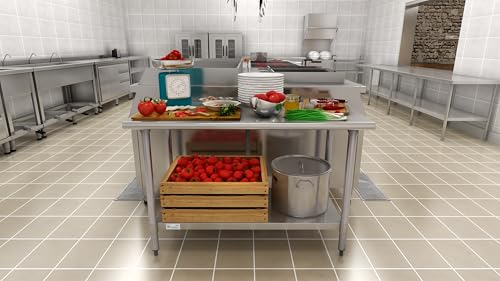 Image of KoolMore Commercial 24 inch x 48 inch Stainless Steel Work Table Wheels Restaurant Home Use, Under Storage Shelf Food, Tools, Equipment, Hardware, Heavy Duty Metal Workspace (CT2448-18C), Silver, 24 inch x 48 inch
