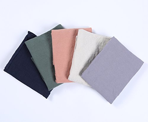 Soft Cotton Linen Apron Solid Color Halter Cross Bandage Aprons Japanese Style X Shape Double Pockets Round Skirt Kitchen Cooking Clothes Chef Summer Fit (Navy Blue) #TOP5