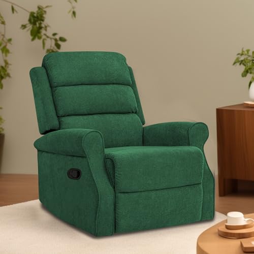 Image of CASALIVING Avalon Comfy Fabric Single Seater Recliner Chair, Recliner Sofa for Relaxing, Recliner Chair for Home Relax (Green) | Premium Fabric Sofa