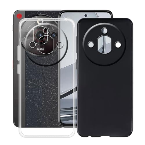 HGJTFANY Hülle für ZTE Nubia Focus Pro 5G (6.72 Zoll), Ultra Dünn Stoßfest Weiche Silikon Hülle, Flexibel TPU Bumper Tasche Schutzhülle für ZTE Nubia Focus Pro 5G - Schwarz + Transparent Handyhülle